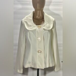 Dana Kay Cream Trench Coat with Statement Collar Size 8